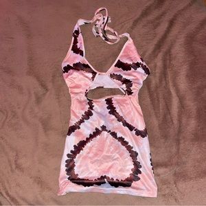 Shein Cut Out Front Tie Dye Halter Dress